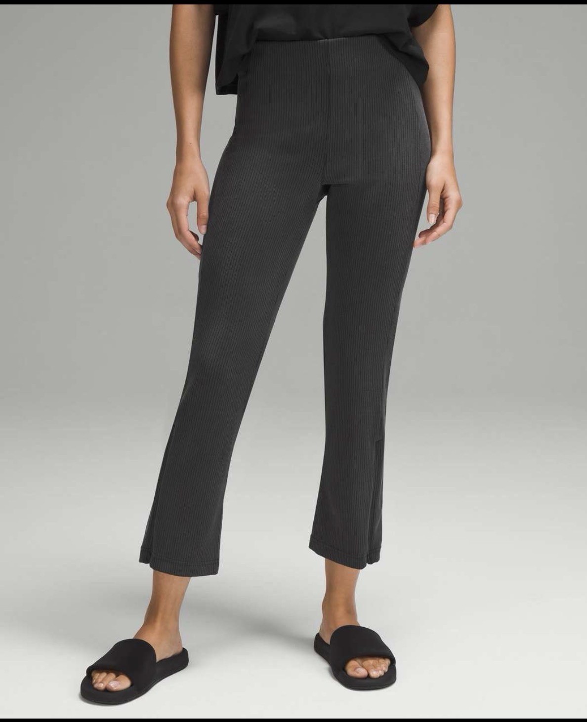NWT Lululemon Ribbed Softstreme Zip Leg High Rise Crop 25 Black Size 6 Soft NEW