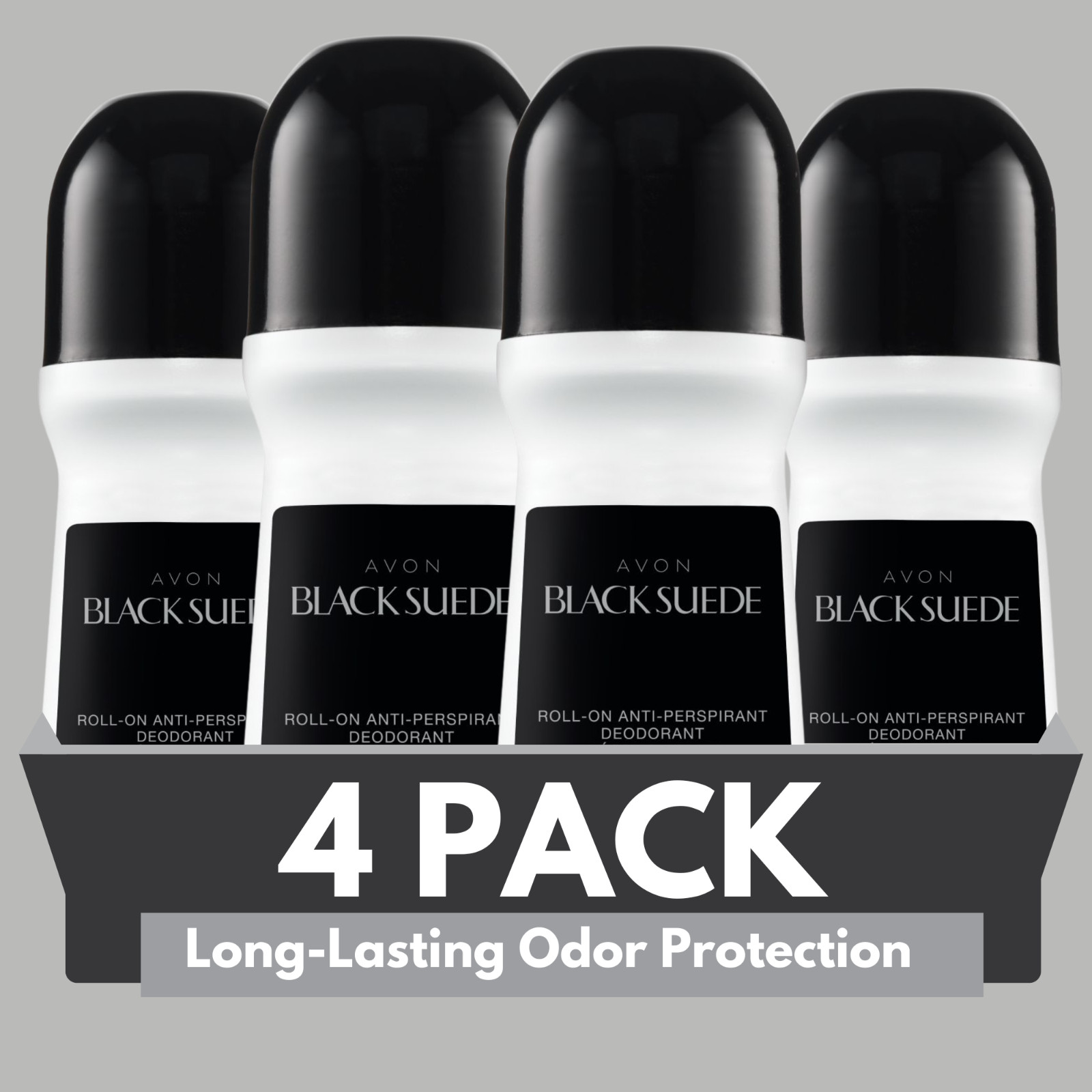 Avon Black Suede Antiperspirant Deodorant, Long-Lasting 2.6 fl oz (4-Pack)