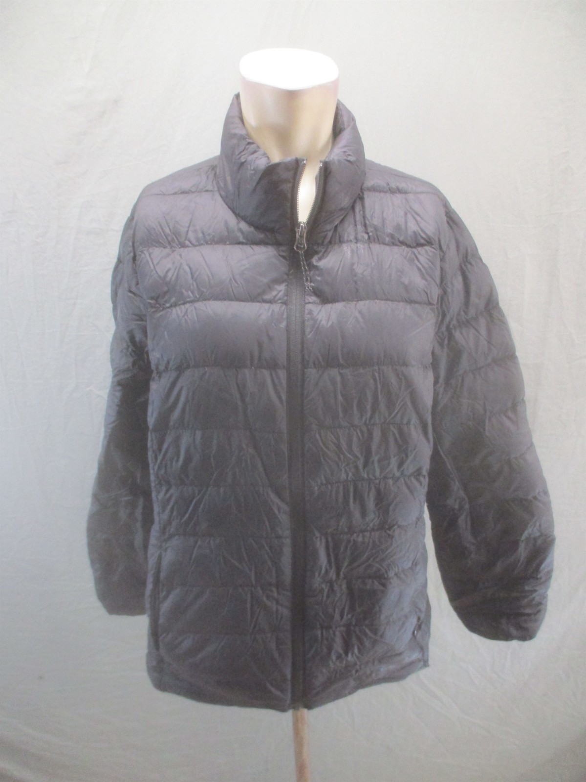 Eddie Bauer Size L Womens Black Down Hooded Pockets Full Zip Quilted Jacket 630