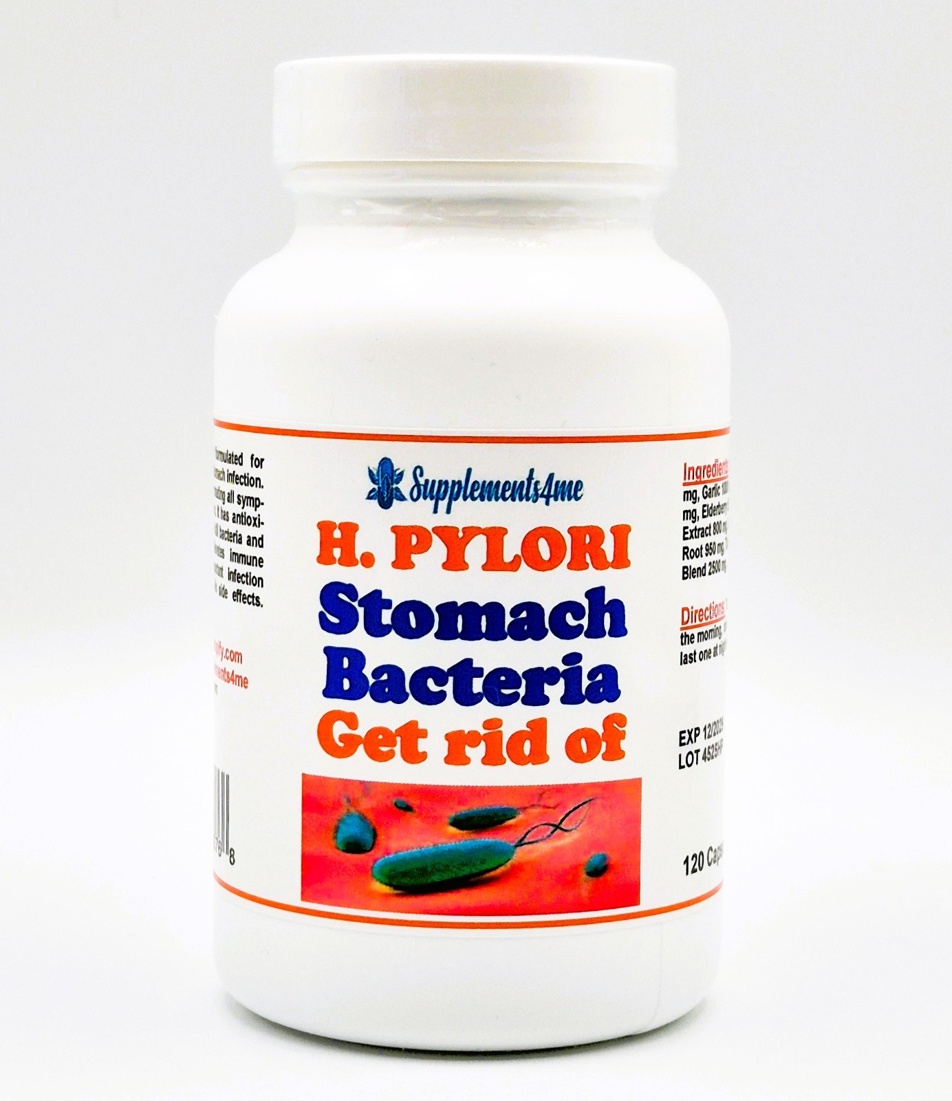 NATURAL HELP FOR H. PYLORI FOR PEOPLE - STOMACH BACTERIAL 120 CAPS - MADE IN USA