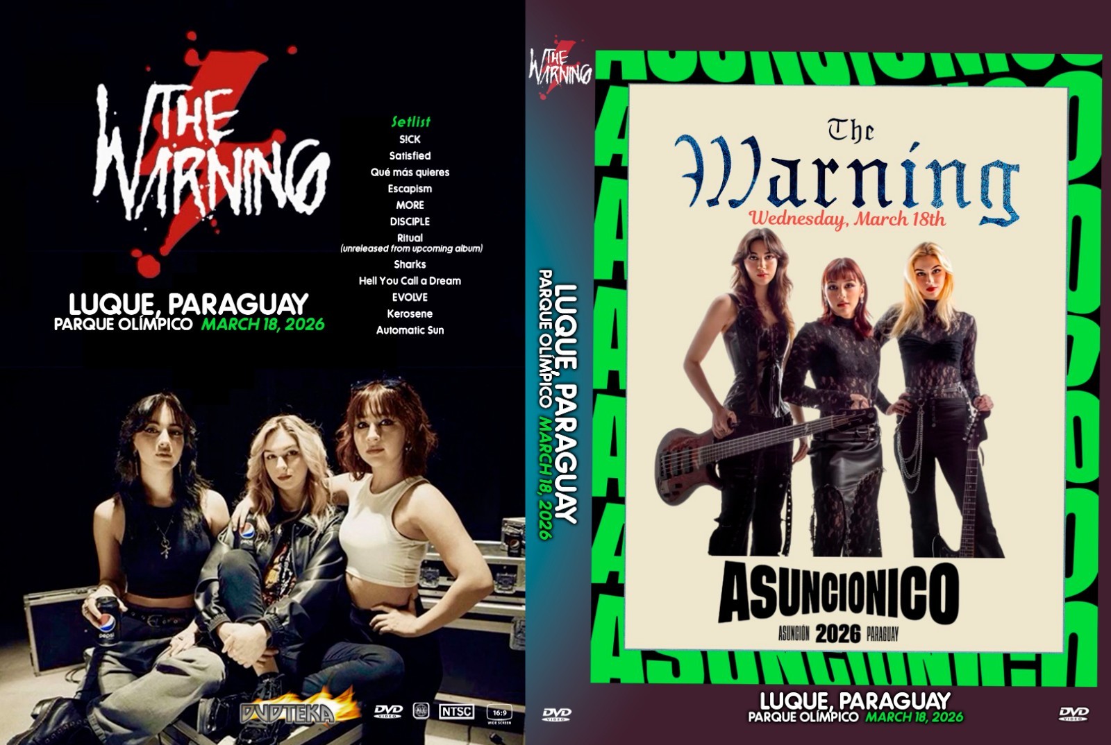 THE WARNING LIQUE, PARAGUAY 03-18-2026 DVD KISS THE PRETTY RECKLESS HALESTORM