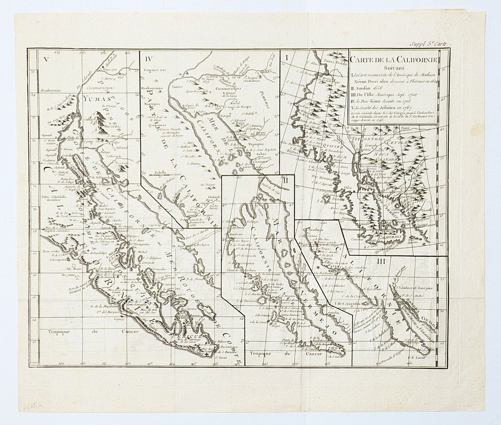 1772 Robert de Vaugondy: Carte de la Californie **ANTIQUE ORIGINAL