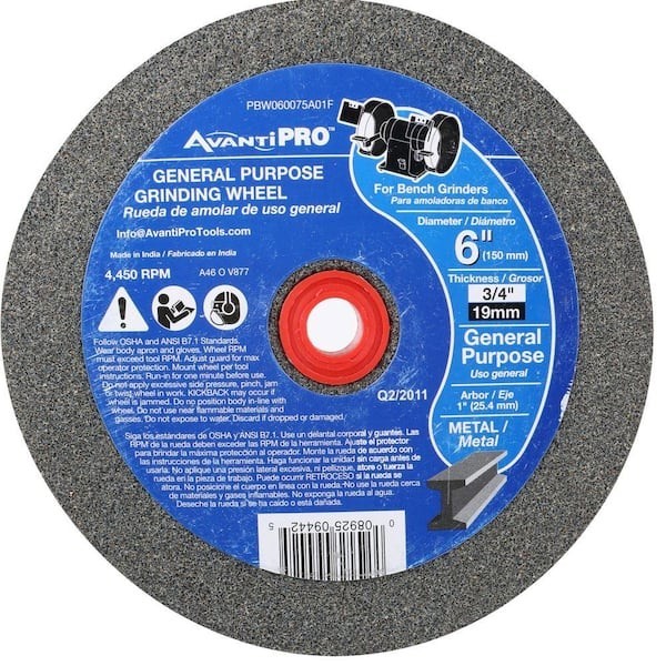 NEW Bench Grinding Wheel 6in x 3/4in x 1in for Grinding and Shaping Metal
