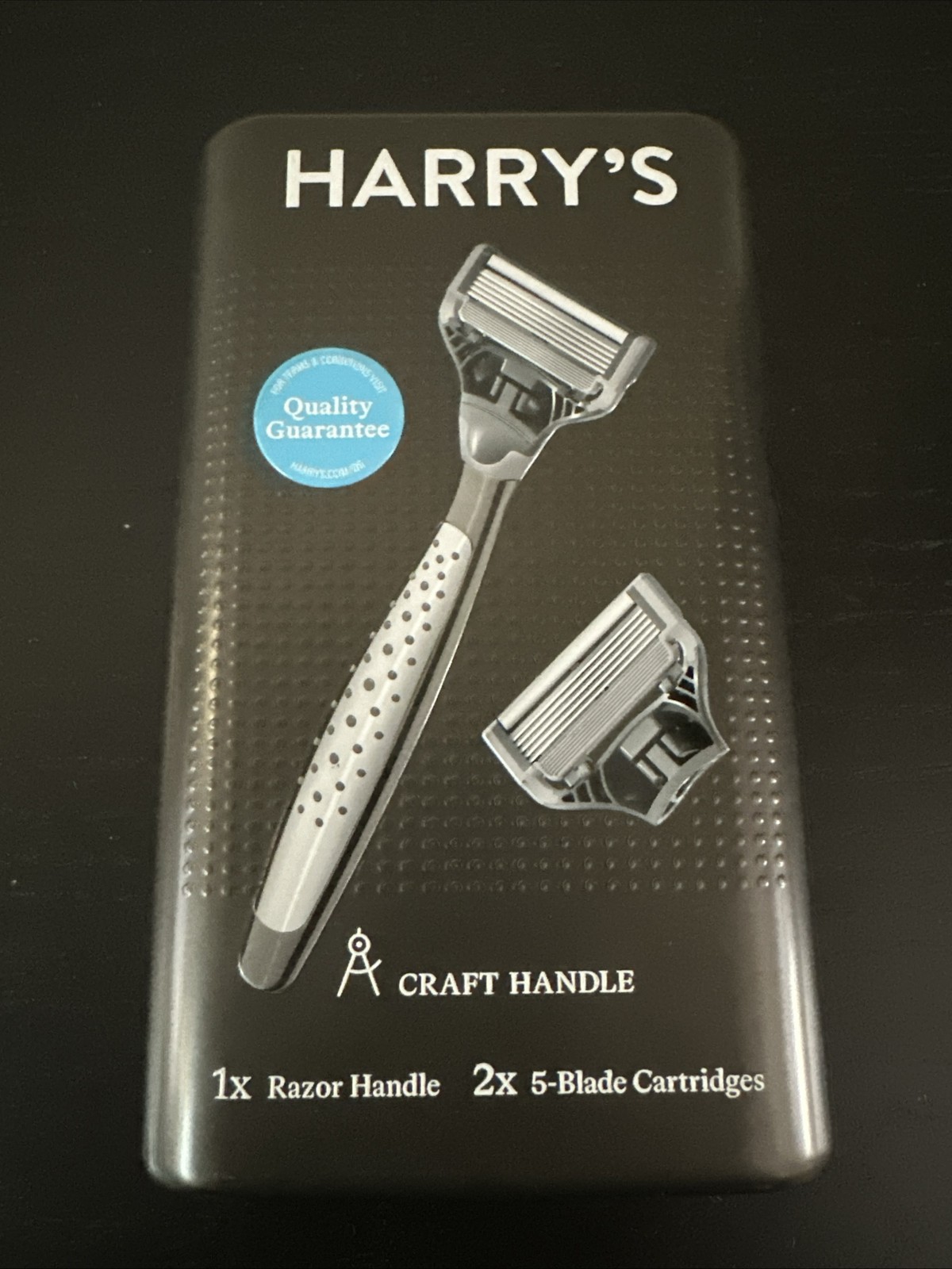 Harry\'s Craft Handle Razor Set - 1x Handle, 2x 5-Blade Cartridges Tin Set [NEW]