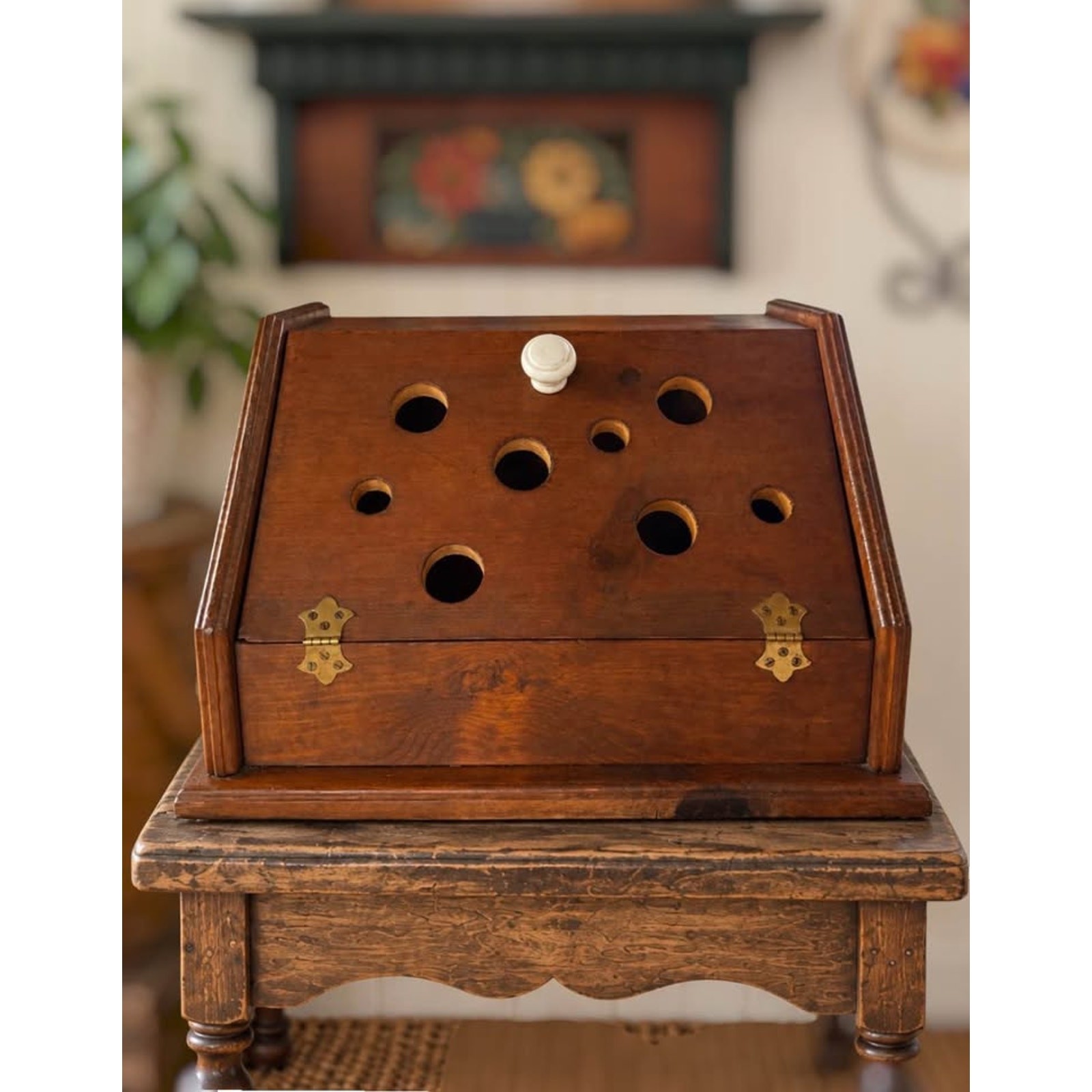 Vintage Wooden Potato Onion Storage Box Rustic Farmhouse Kitchen Bin Pantry
