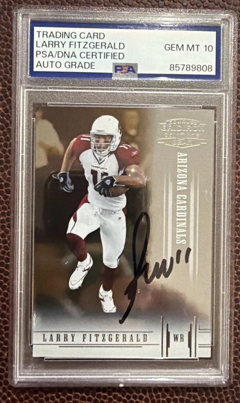 Larry Fitzgerald 2005 Donruss Playoff #66 SAMPLE PSA Authentic On Card Auto Larry Fitzgerald 2005 Donruss Playoff #66 SAMPLE PSA Authentic On Card Auto