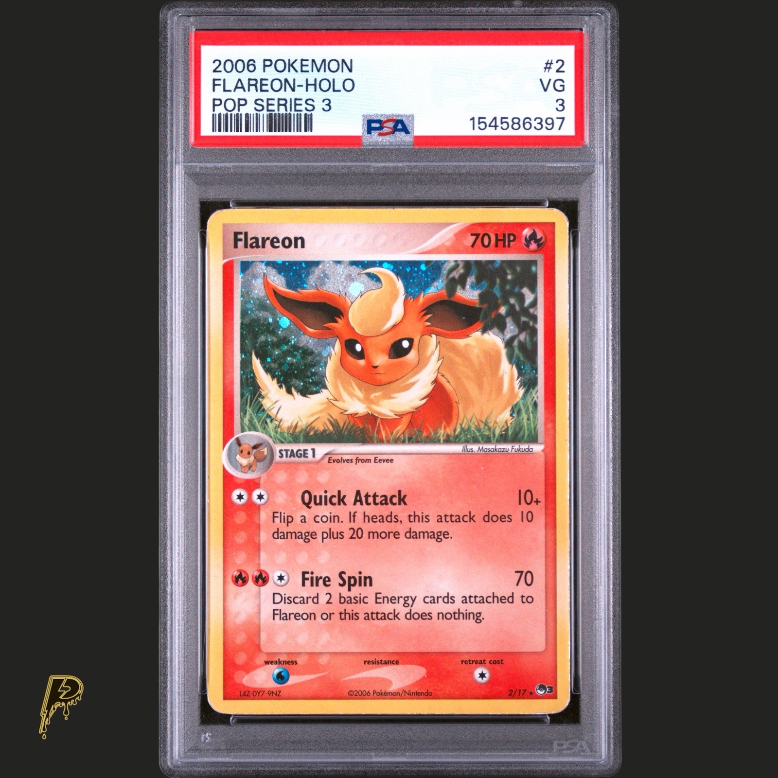 2006 POKEMON POP SERIES 3 FLAREON #2/17 RARE PROMO HOLO FOIL PSA 3