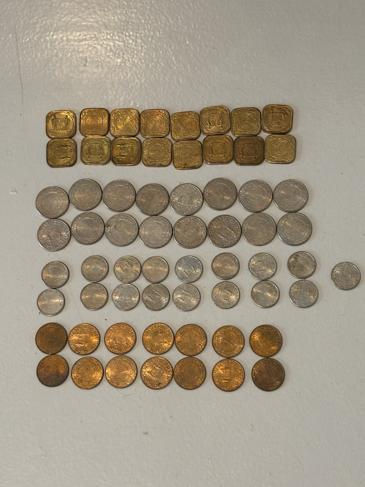 1962 Uncirculated Suriname Coin Lot (16) 25 Cent (17) 10 Cent (16) 5 Cent (14) 1