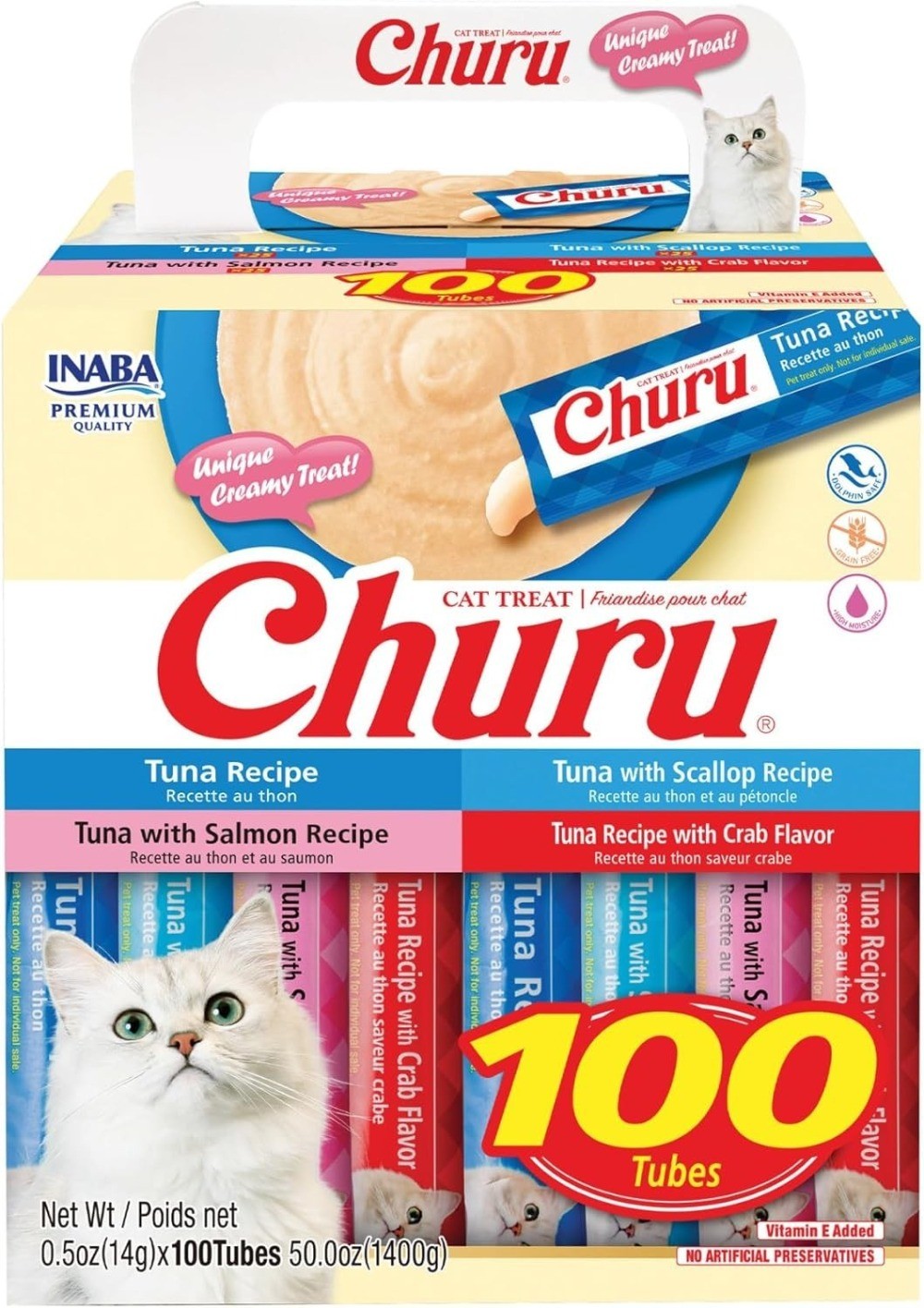 INABA Churu Cat Treats, Lickable and Squeezable Cream Pâté with Vitamin E,0.5 oz INABA Churu Cat Treats, Lickable and Squeezable Cream Pâté with Vitamin E,0.5 oz