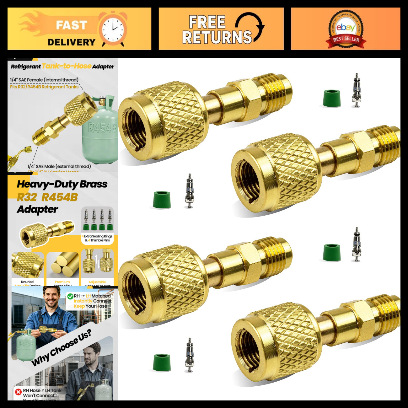 4-Pack A2L Brass Adapter 1/4\ 4-Pack A2L Brass Adapter 1/4\