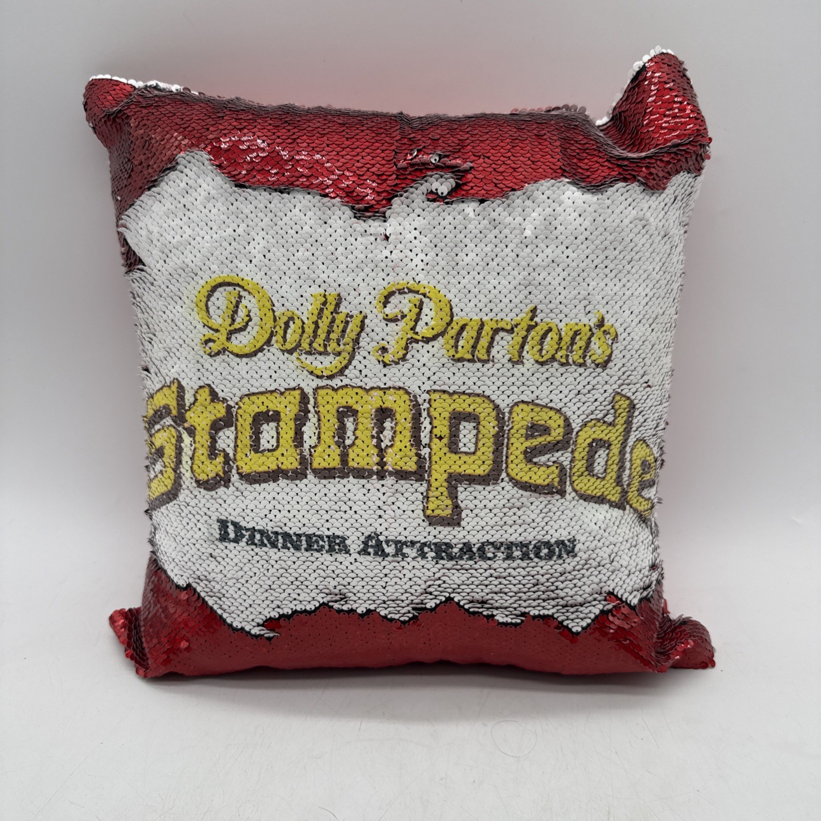 Dolly Parton Stampede Reversible Sequin Pillow Vintage Souvenir Collectible RARE Dolly Parton Stampede Reversible Sequin Pillow Vintage Souvenir Collectible RARE