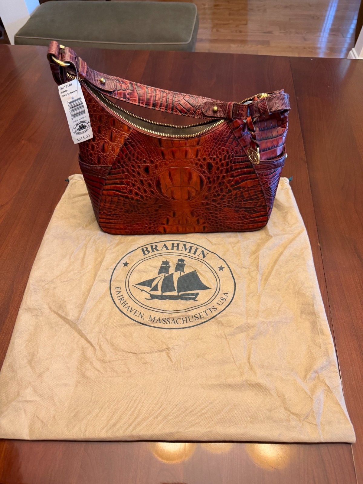 Brahmin Purse & Wallet Croc Embossed Leather brown WITH Wallet