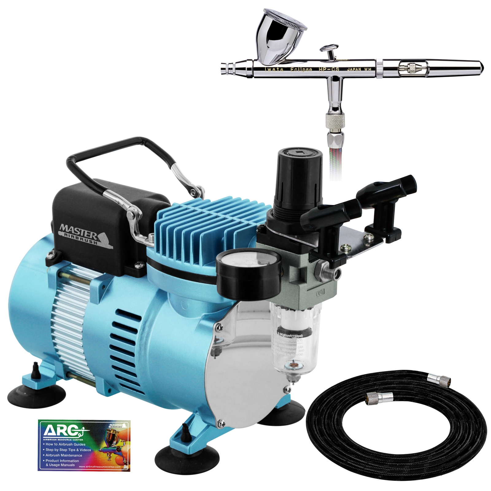 Iwata Eclipse HP CS Airbrush Set with Air Compressor Kit, Gravity Feed .35mm Tip