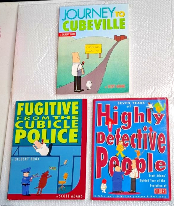 Lot of 3 DILBERT Softcover Cartoon Books Scott Adams Collection | Cubicle Humor