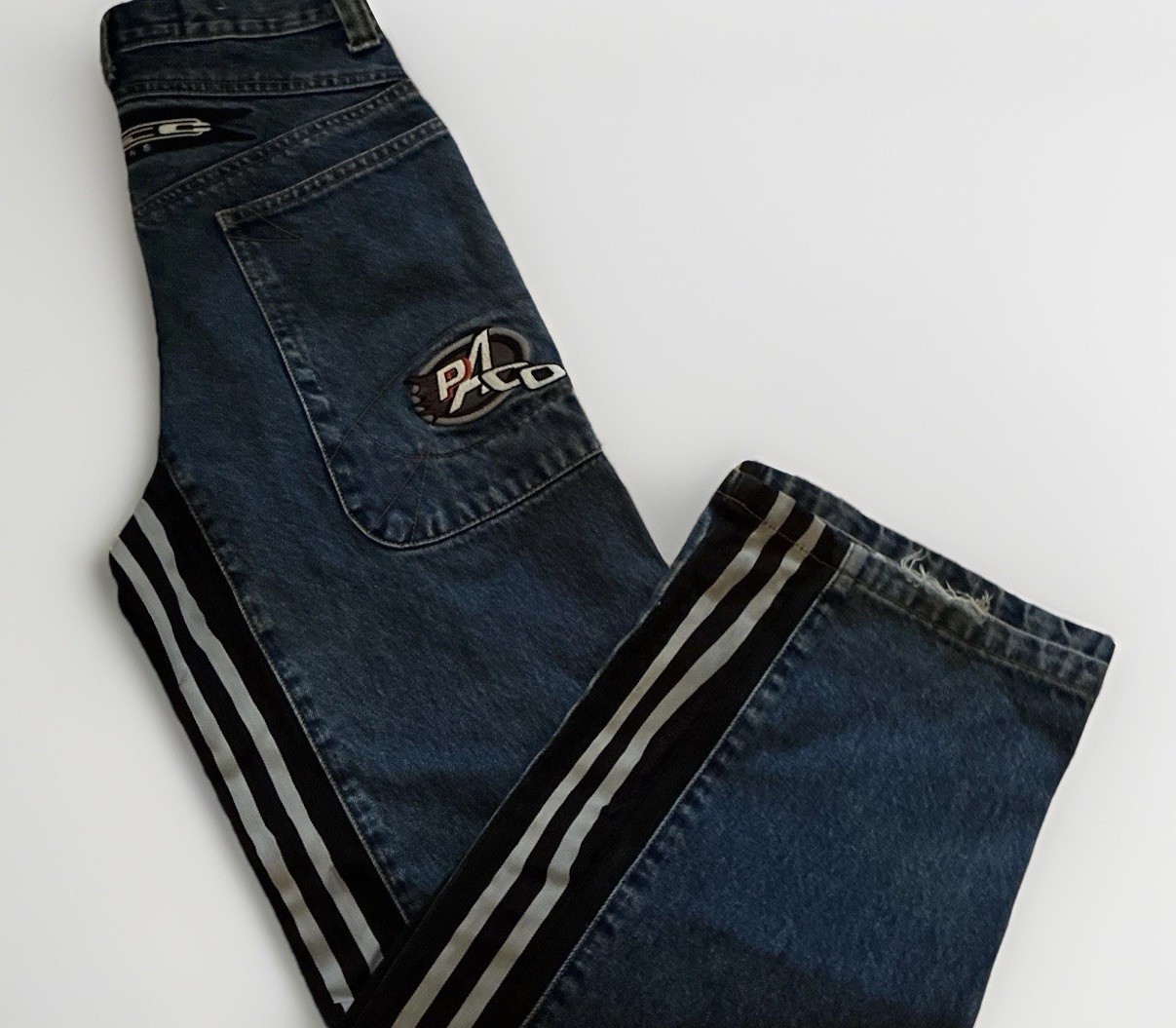 Vintage Jeans Embroidered Wide-Leg PACO Denim Dark Wash
