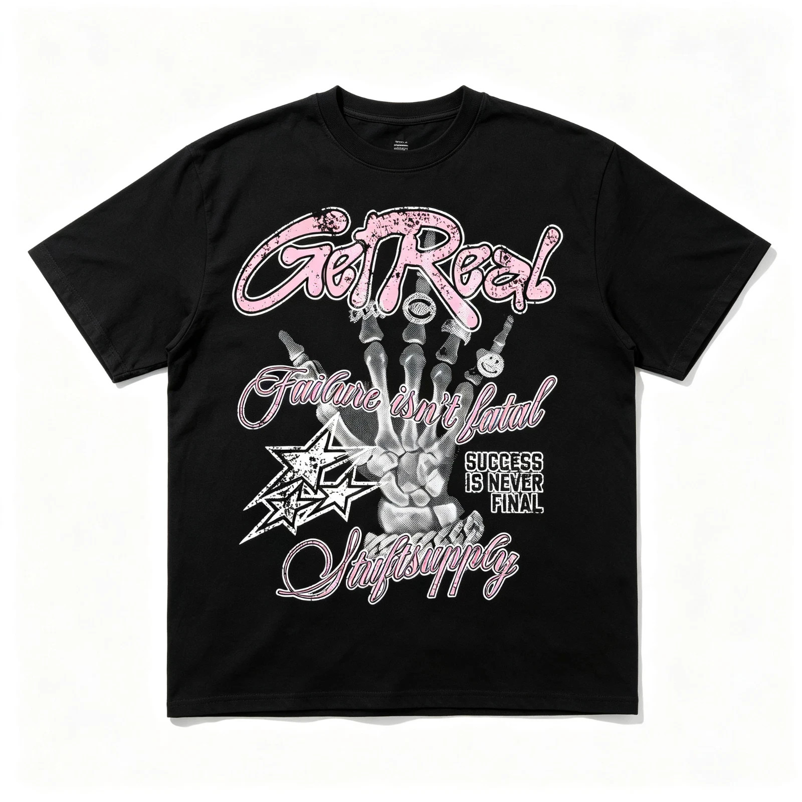 Skeleton Hand Vintage Font Graphic Unisex Streetwear  Tee Sizes S-5XL