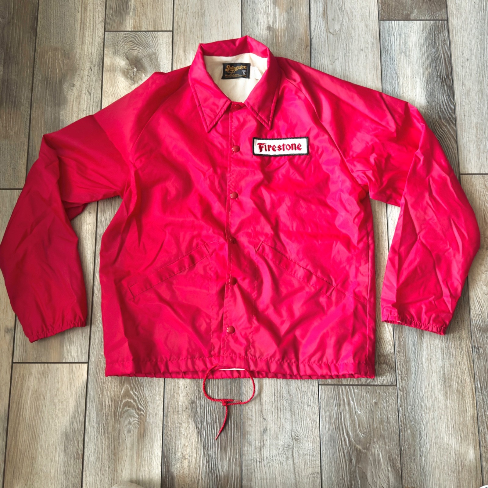 Vintage 70s 80s Swingster Firestone Nylon Windbreaker Jacket USA Medium