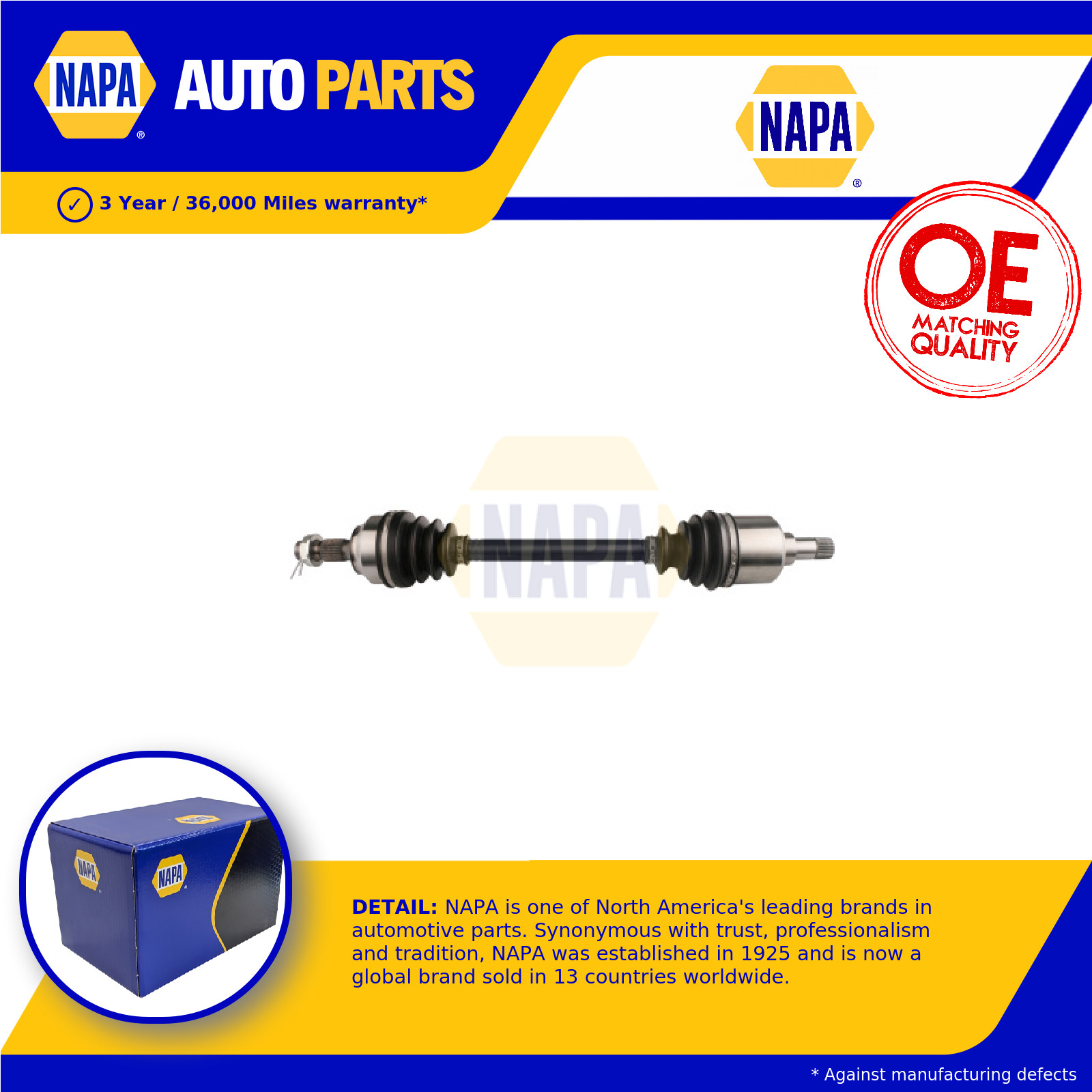 Drive Shaft Front Left NDS1541L NAPA Driveshaft 3272LX 3272ZE Quality Guaranteed