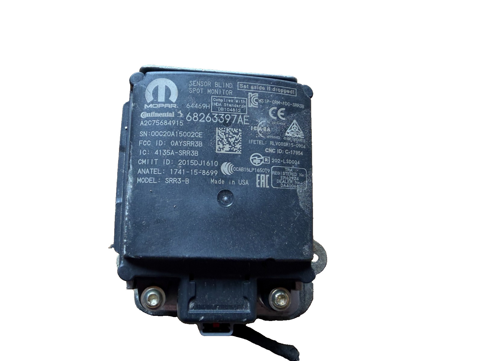 2019-2024 DODGE RAM 1500 REAR RIGHT BLIND SPOT RADAR SENSOR OEM 68263397AE 2019-2024 DODGE RAM 1500 REAR RIGHT BLIND SPOT RADAR SENSOR OEM 68263397AE