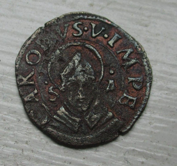ITALY-1535/56- 1 Terlina/1 Quattrino Coin- King Charles V /Carlo V .857 gram