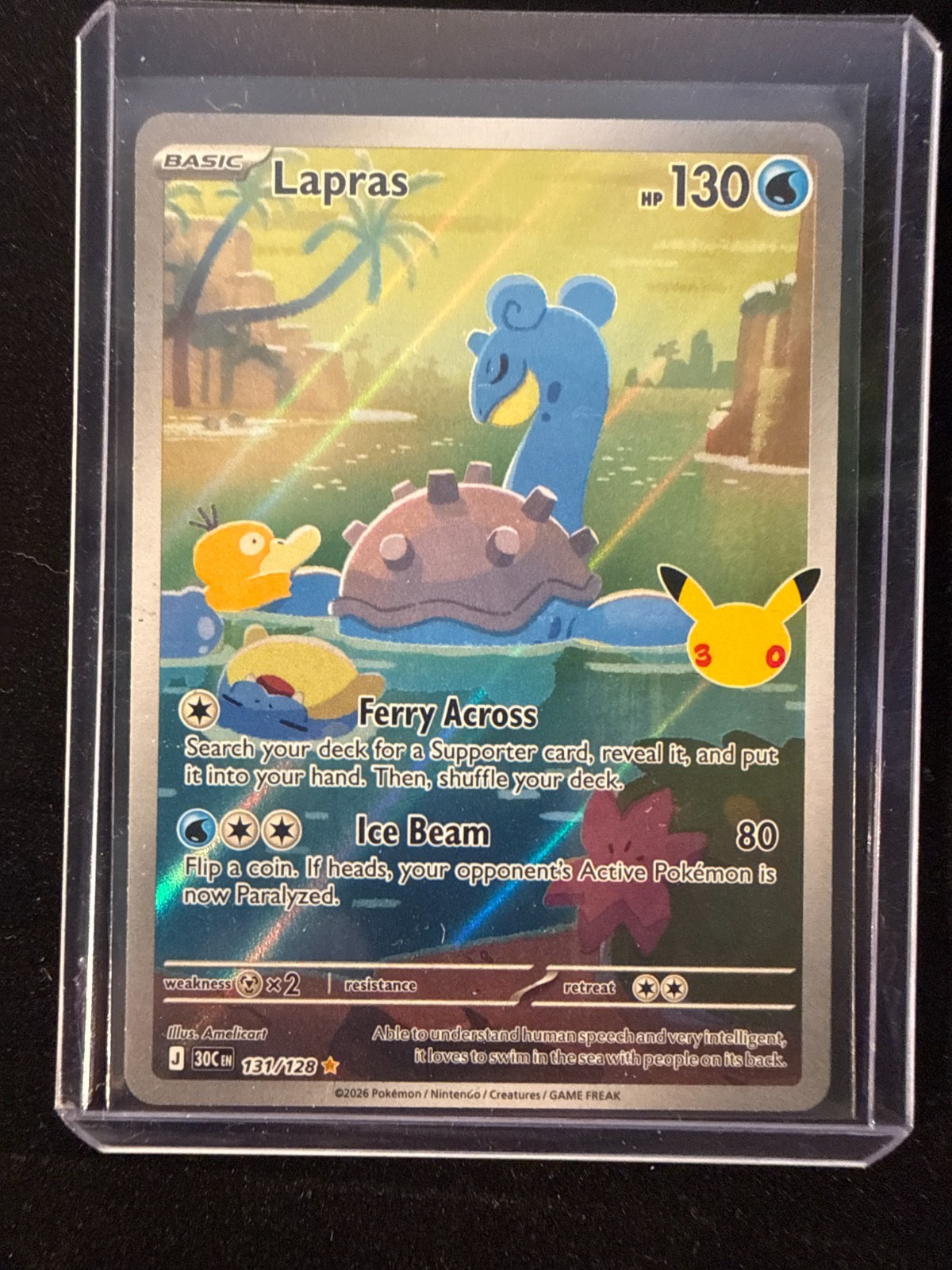 Lapras 131/128 Pokemon 30th Celebration Illustration Rare Holo English NM