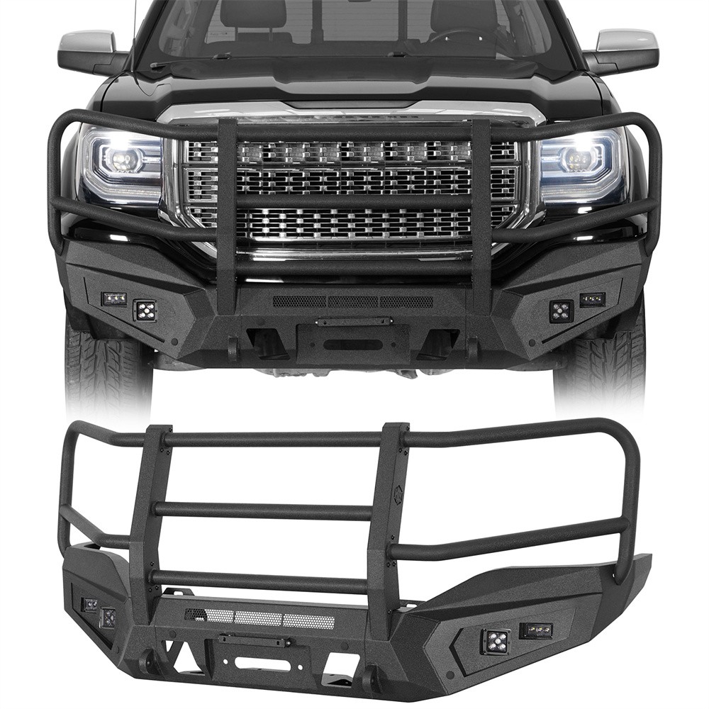 Fit 2016-2018 GMC Sierra 1500 Magnus Steel Front Bumper w/ Brush Grille Guard