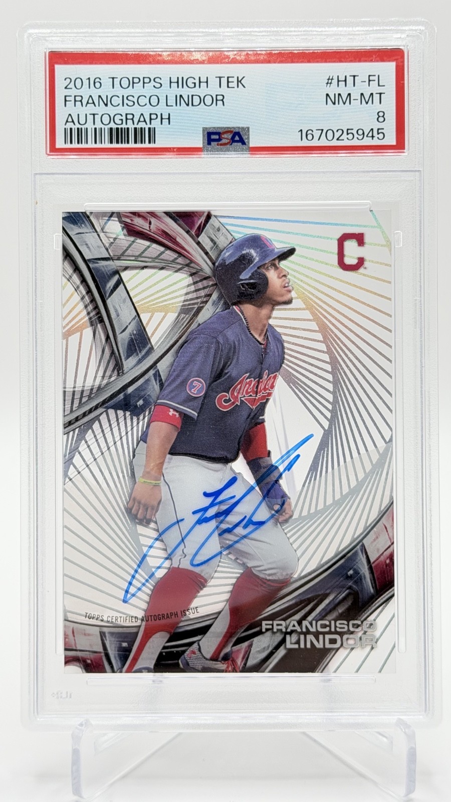 2016 Topps High Tek - Autographs Francisco Lindor #HT-FL (AU) PSA 8 2016 Topps High Tek - Autographs Francisco Lindor #HT-FL (AU) PSA 8