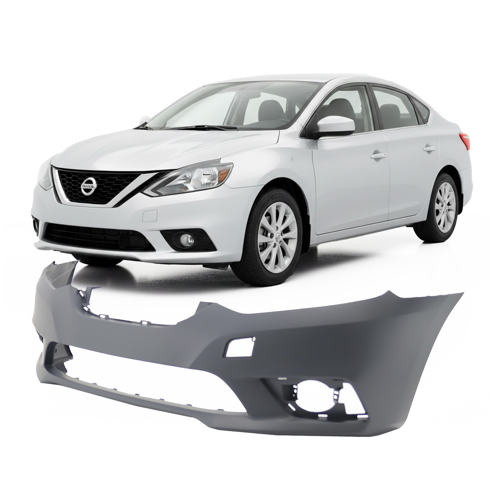 2016-2019 Nissan Sentra Primed Front Bumper Cover NI1000313 620223YU1J