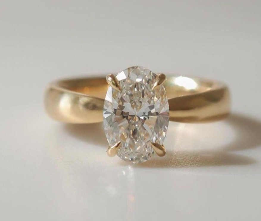1.56CT Oval Cut Natural Diamond Solitaire Ring 14K Yellow Gold Engagement Size 7