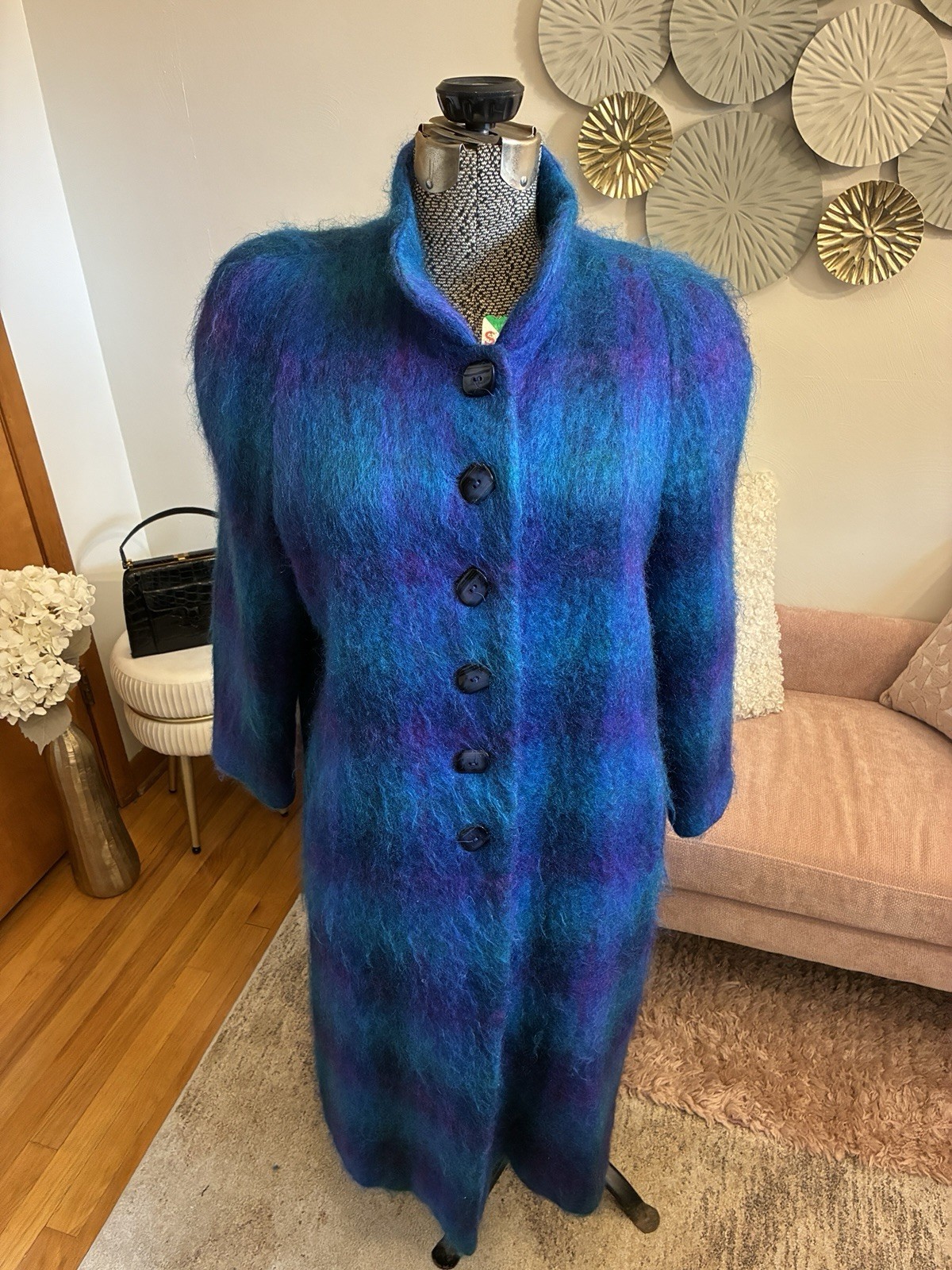 VTG 80’s Alorna Ombré Rainbow Mohair Full Length Coat Size XL 1X USA Read Great