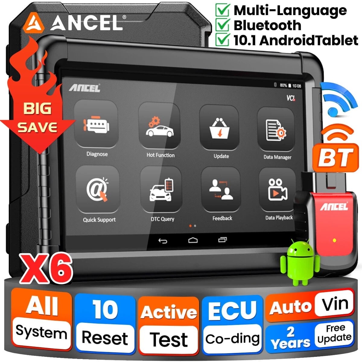 Full System Bidirectional Diagnostic Tool Car OBD2 Scanner Active Test ABS Bleed