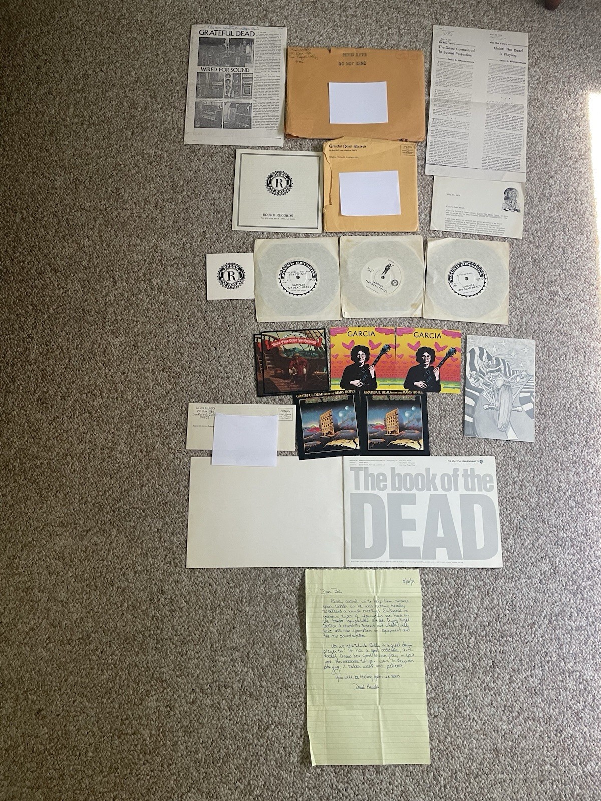 Grateful Dead Lot 1974  Fan Club Archive    Original Owner   Please Read