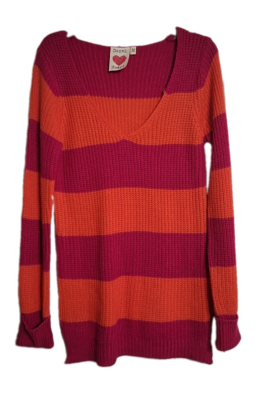Women\'s Derek Heart Striped Tunic Sweater Size M Women\'s Derek Heart Striped Tunic Sweater Size M