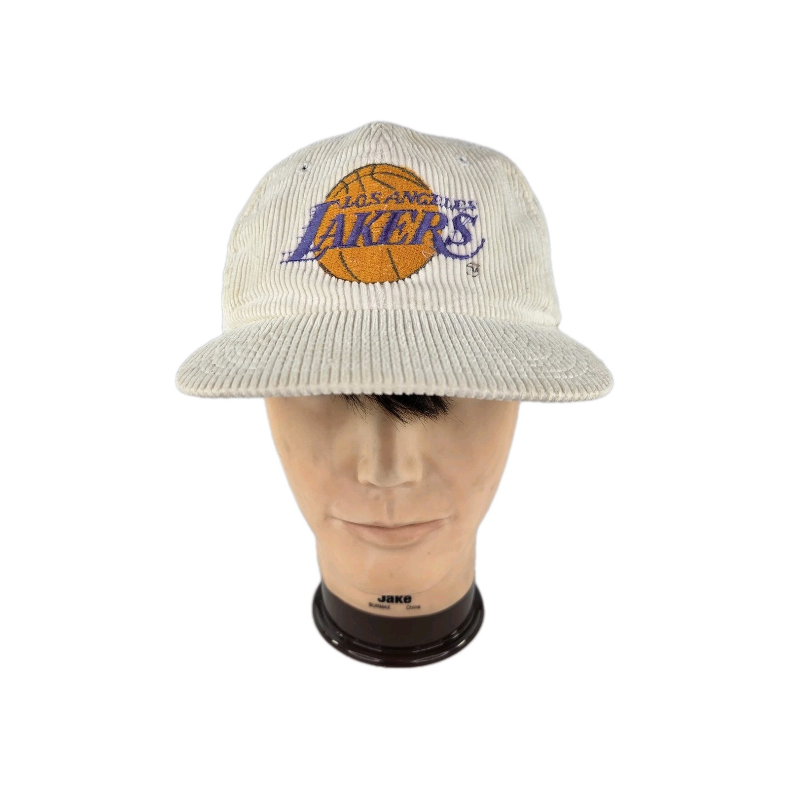 VTG LA Lakers Patch Snapback 80s Basketball Corduroy White Cap Hats