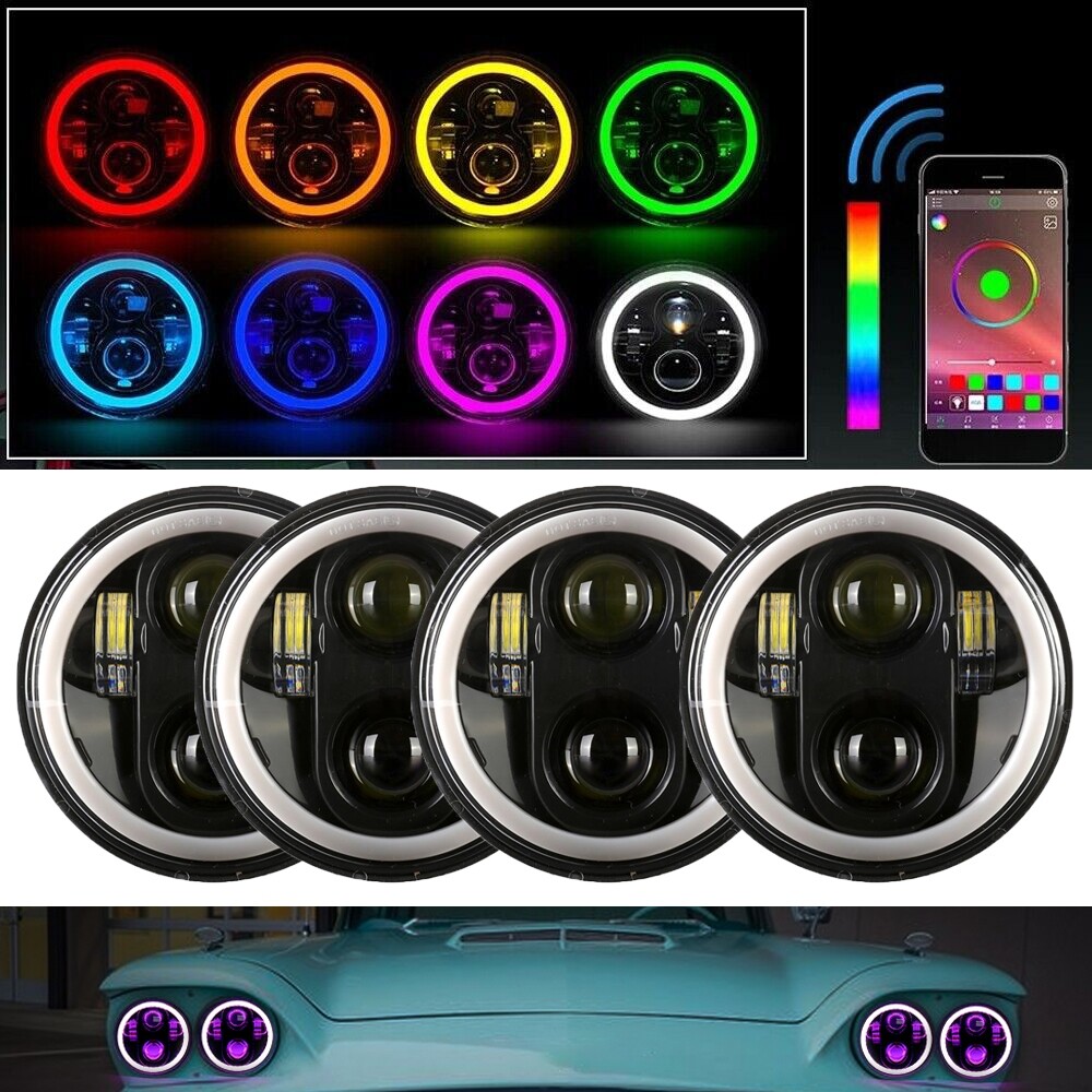 4pcs 5.75 inch 5-3/4 RGB LED Headlight For Cadillac DeVille Eldorado 1962-74