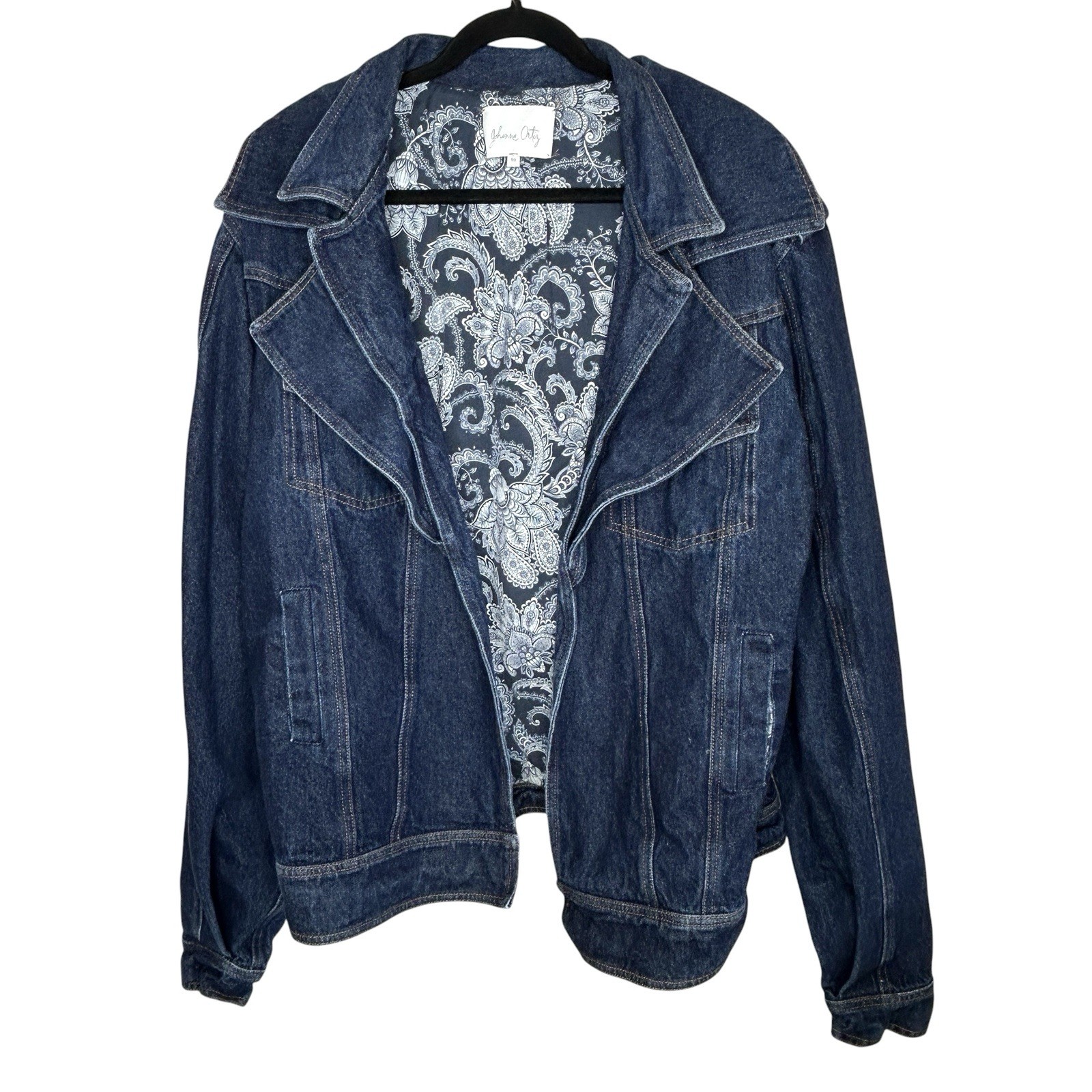 Johanna Ortiz Its All Good Denim Jacket 10 Western Slouchy Open Oversize Luxe Johanna Ortiz Its All Good Denim Jacket 10 Western Slouchy Open Oversize Luxe