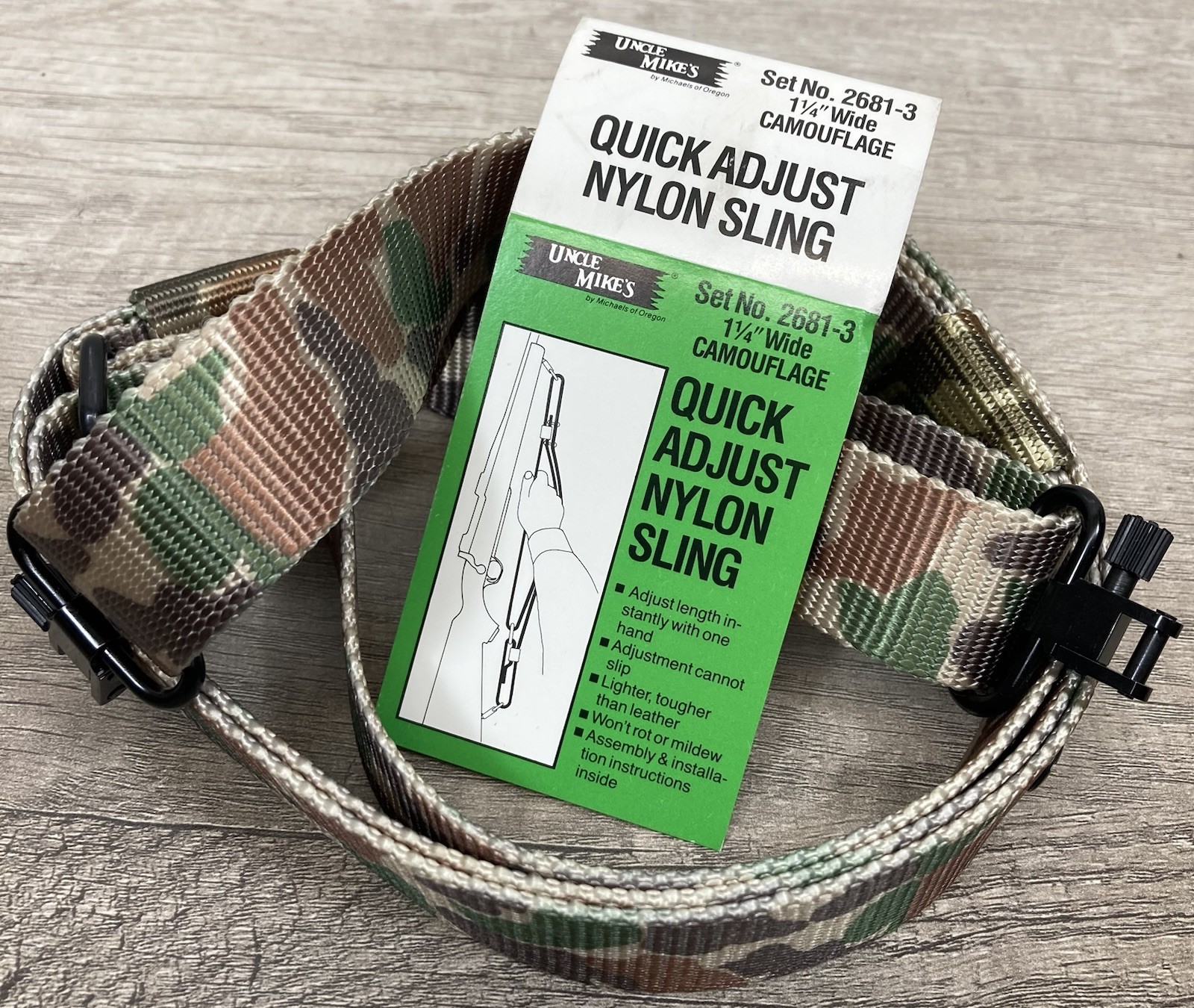 VTG Uncle Mike’s 1.25” Frogskin Spot Camo Nylon Web Rifle Sling w/ Swivels USA VTG Uncle Mike’s 1.25” Frogskin Spot Camo Nylon Web Rifle Sling w/ Swivels USA