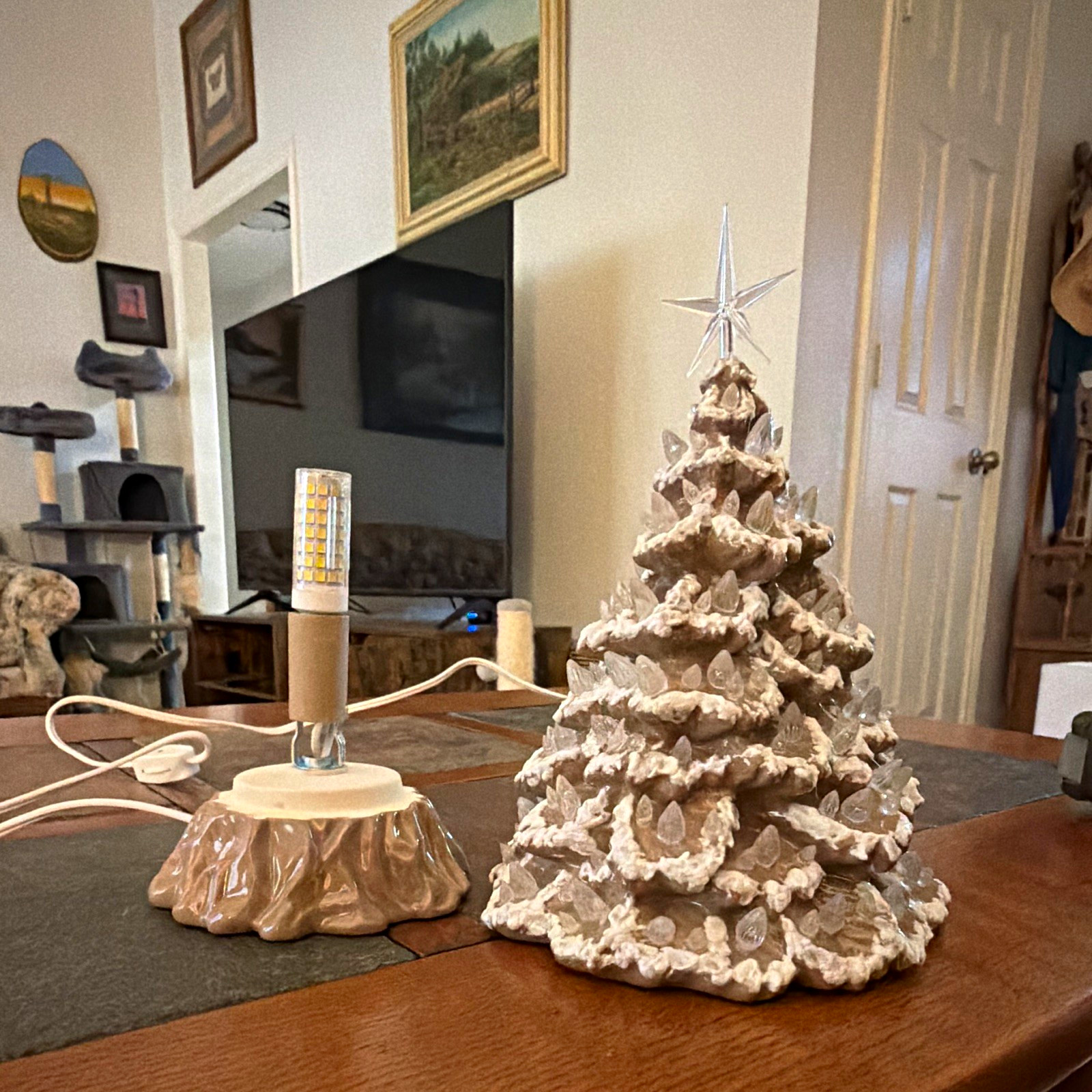 Ceramic Christmas Tree (Gingerbread Tree) stand 10” w clear star Ceramic Christmas Tree (Gingerbread Tree) stand 10” w clear star