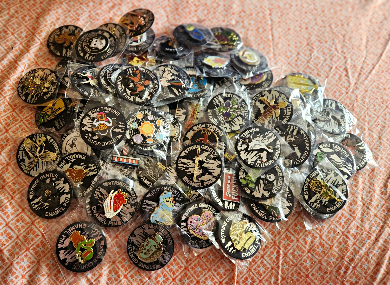 Lot Of (75) Random Enamel Pins From Strike Gently Co - Brand New Never Used Lot Of (75) Random Enamel Pins From Strike Gently Co - Brand New Never Used