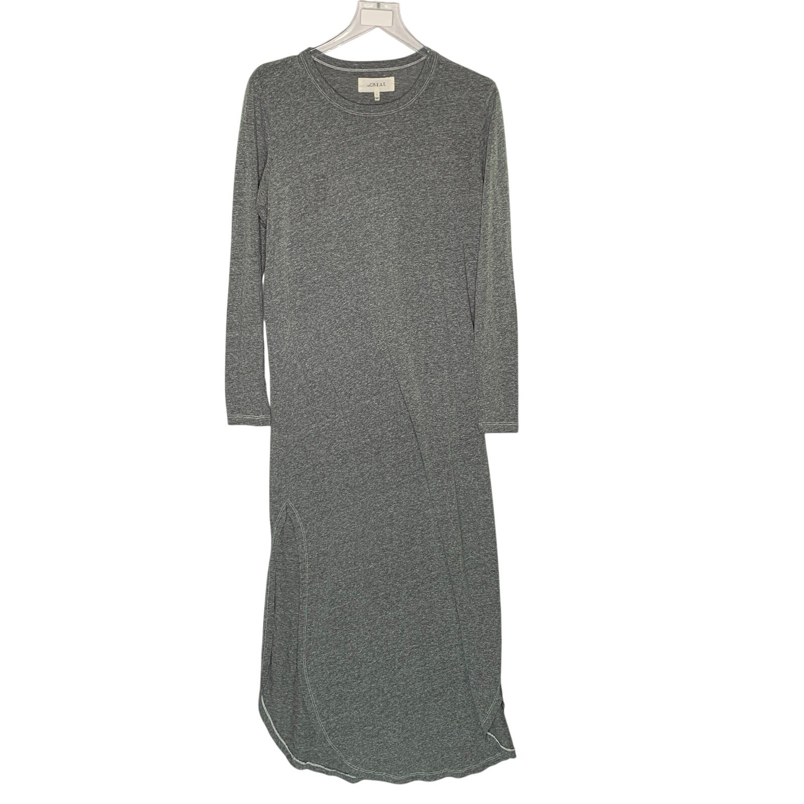 The Great Crew Neck Long Dress S Heathered Grey Long Sleeve Lounge Comfort