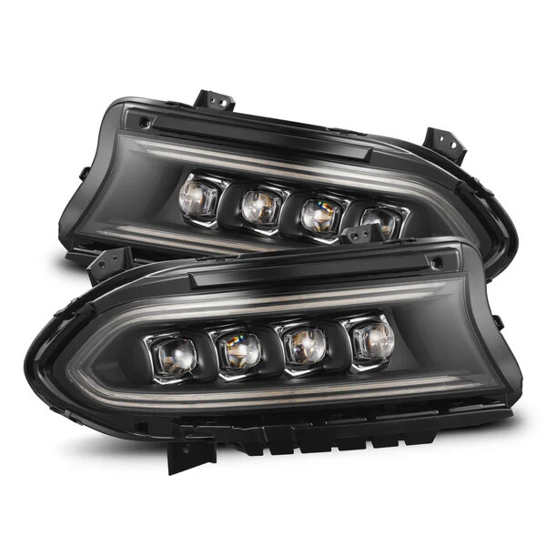 For 15-23 Dodge Charger Alpharex Nova Regular Black LED Projector Headlights