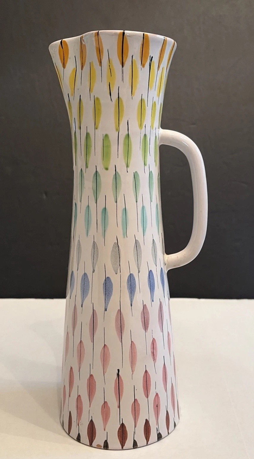 Bitossi Aldo Londi Feather Piume Multicolore Ztaly Ceramic Pitcher Italy Bitossi Aldo Londi Feather Piume Multicolore Ztaly Ceramic Pitcher Italy