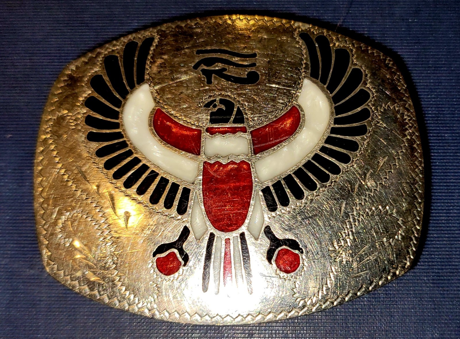 Vintage Johnson & Held Denver CO Egyptian Falcon Eye of Ra Inlay Buckle Vintage Johnson & Held Denver CO Egyptian Falcon Eye of Ra Inlay Buckle
