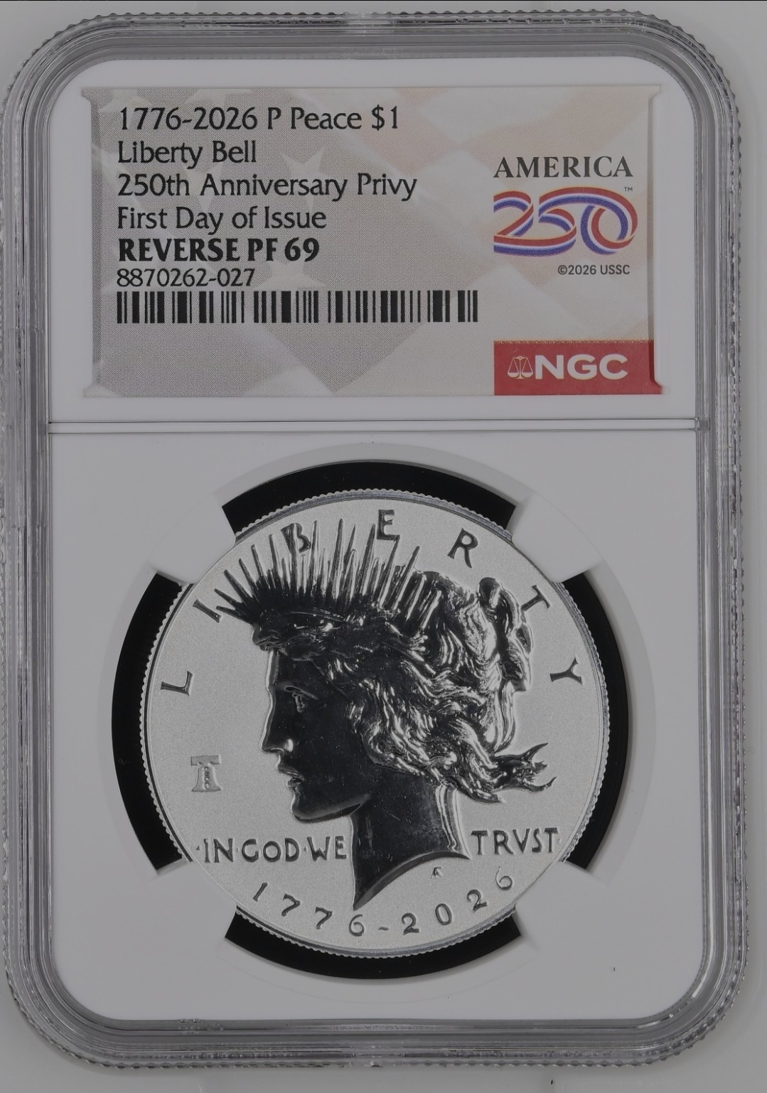2026-P Reverse Proof $1 Peace Silver Dollar NGC PF69 First Day Issue (Ready)% 2026-P Reverse Proof $1 Peace Silver Dollar NGC PF69 First Day Issue (Ready)%