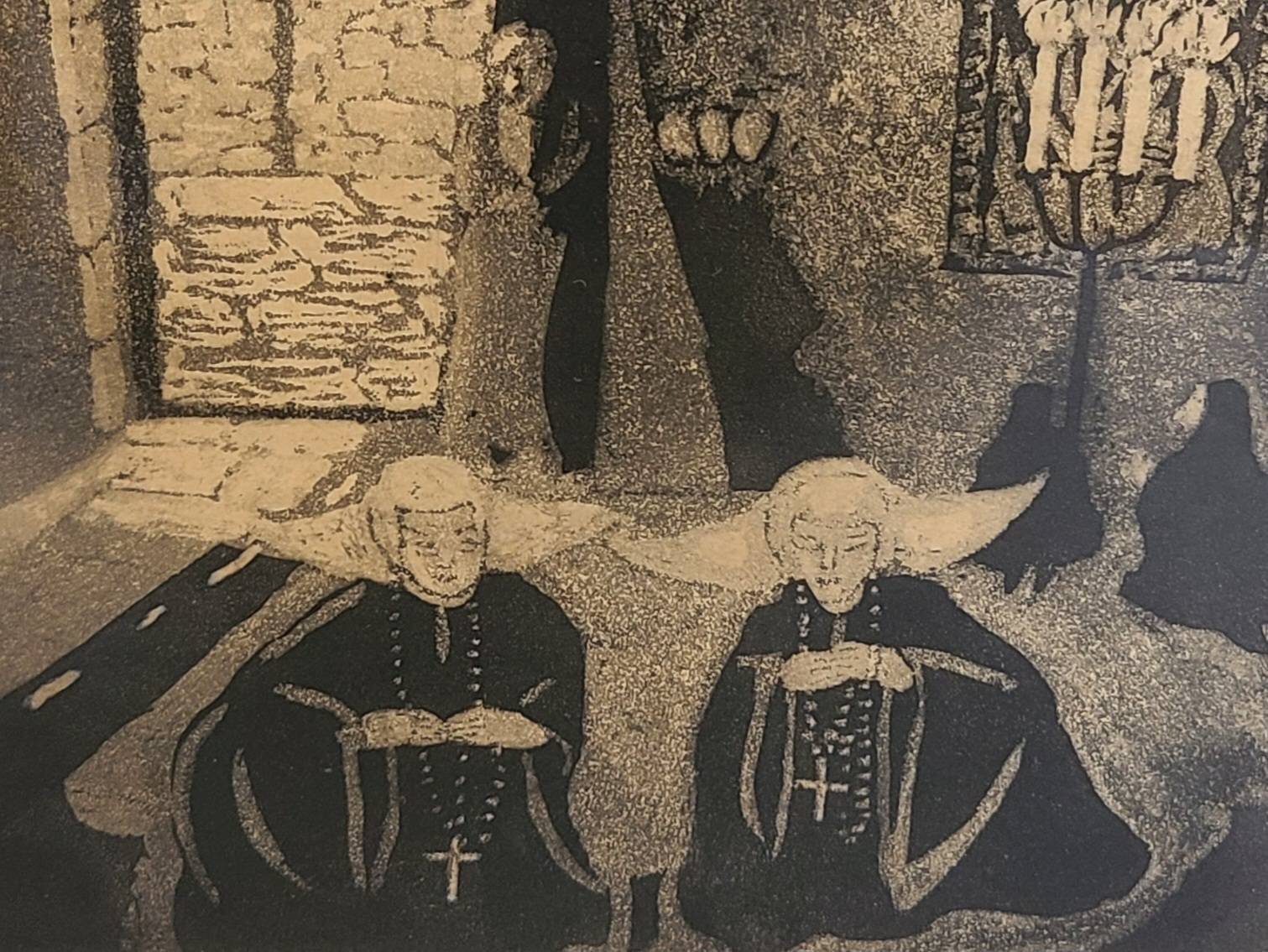 Stella Drabkin Limited Edition 8/30 Church Interior Vintage Lithograph