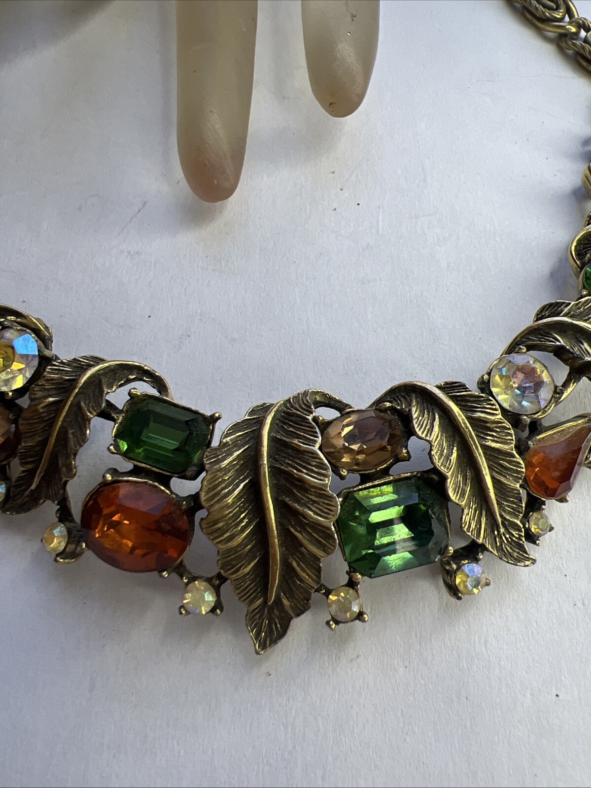 VINTAGE UNSIGNED ALFRED PHILLIP ERA  RHINESTONE FRUIT SALAD NECKLACE