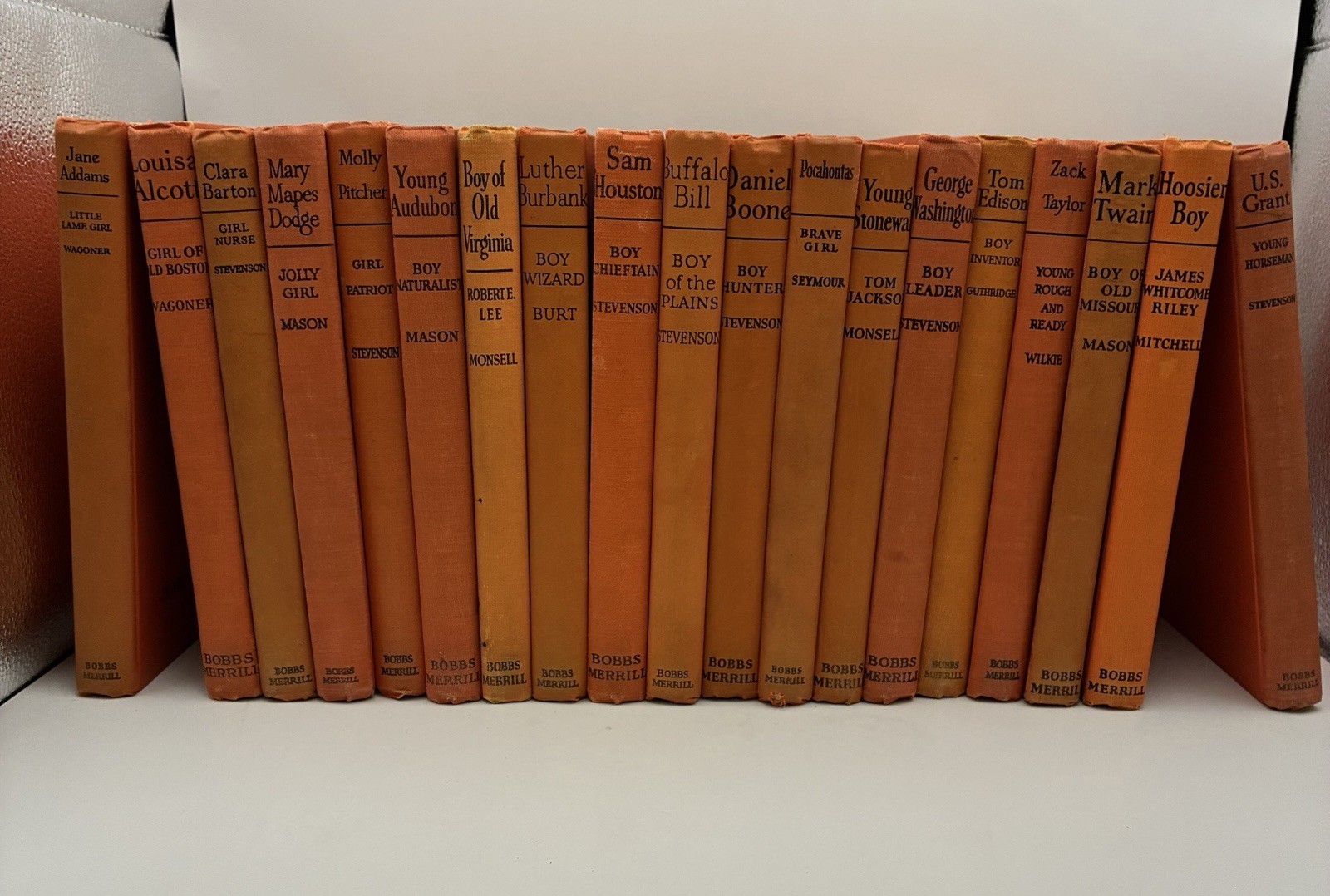 Childhood of Famous Americans Set of 19 Bobbs-Merrill Hardback Orange Covers