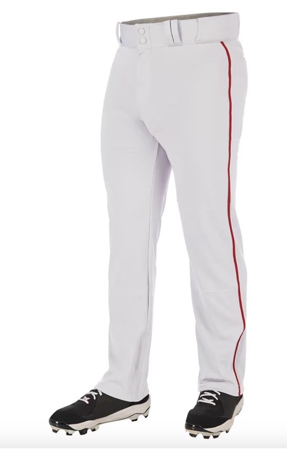 Champro Youth White With Scarlet Piping Full Length Baseball Pant NWT Ships Free