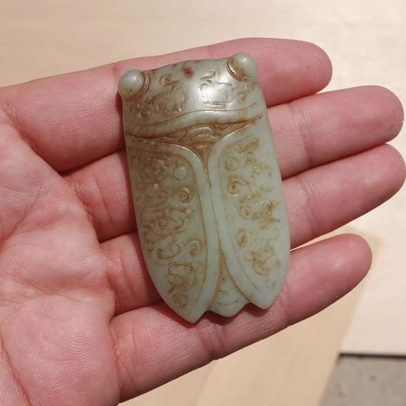 $250 FINE CHINESE ANTIQUES NEPHRITE JADE Carved OLD SAPPHIRE JADE CICADE 36G $250 FINE CHINESE ANTIQUES NEPHRITE JADE Carved OLD SAPPHIRE JADE CICADE 36G