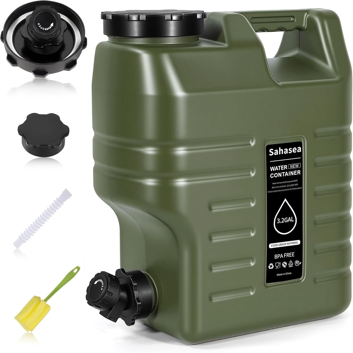 3.2 Gallon Water Jug,1/2x Portable Camping Water Jug Dispenser with Spigot Green 3.2 Gallon Water Jug,1/2x Portable Camping Water Jug Dispenser with Spigot Green